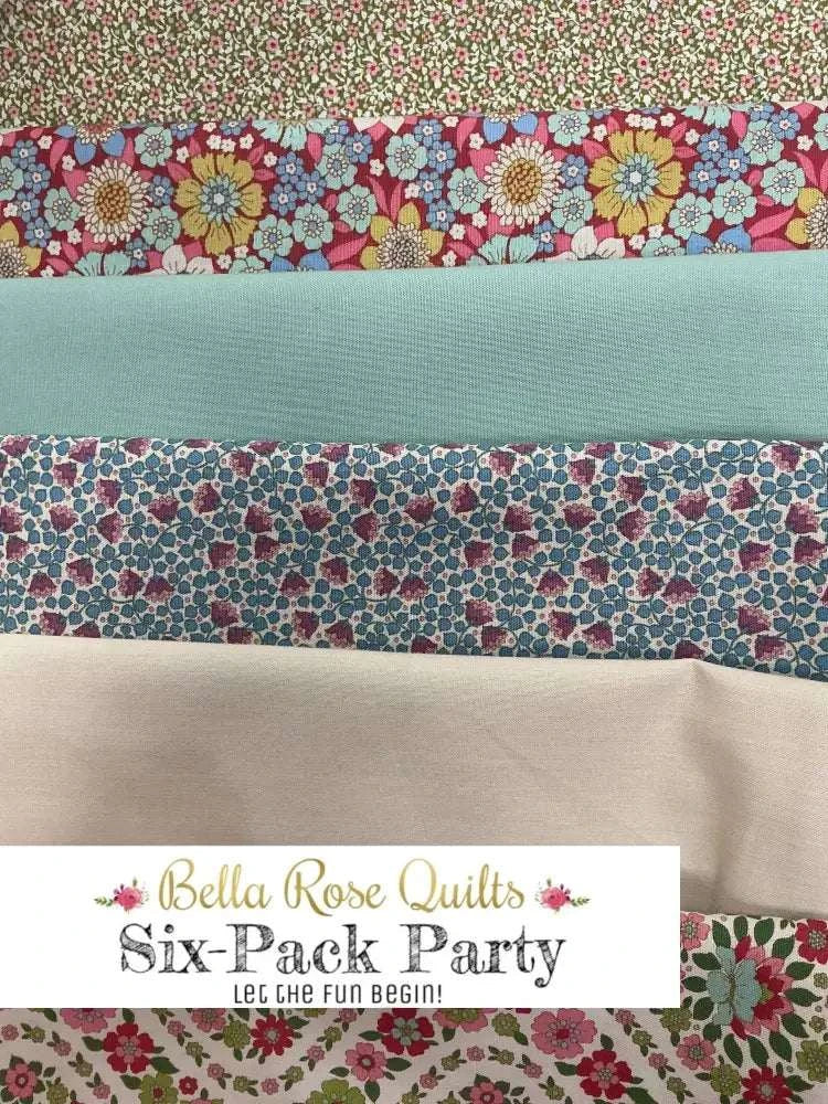 Six-Pack Party Bundle fabric cuts for quilt making in Presto Change-0 color scheme