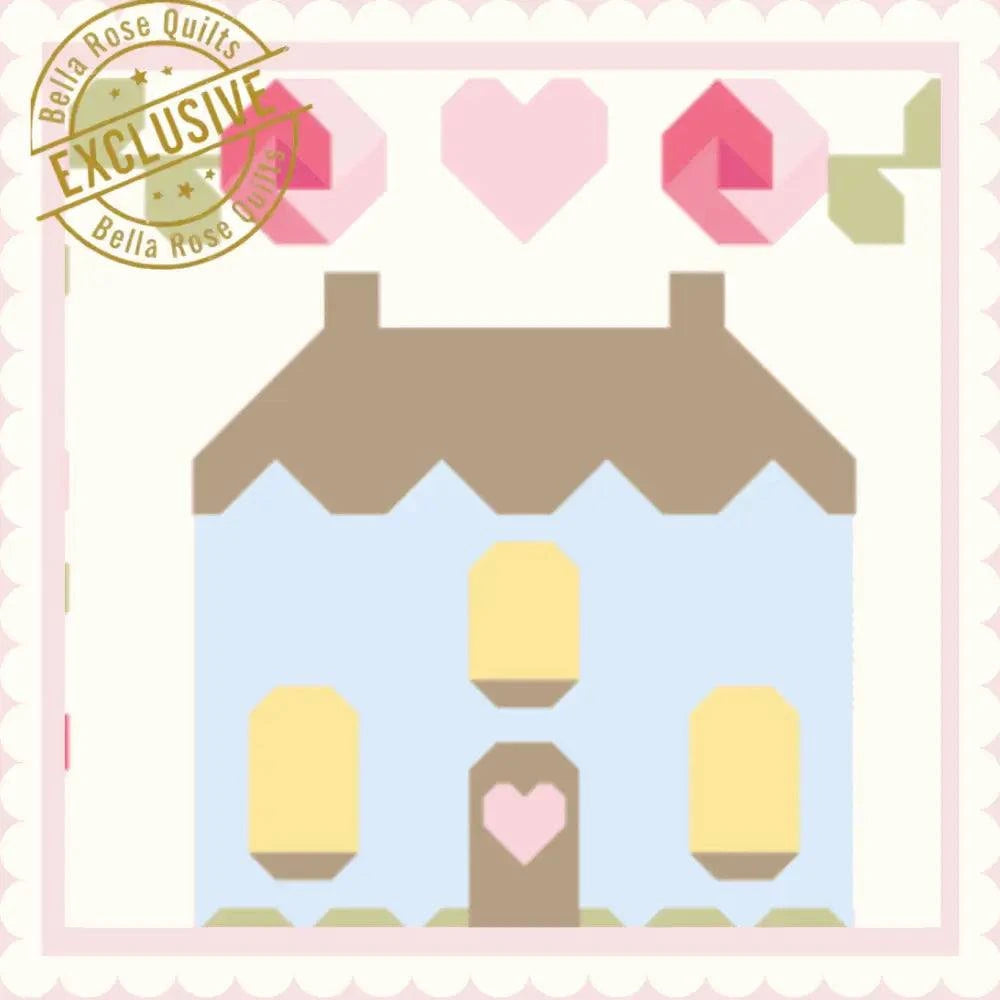 Bella Rose Quilt Society spring house mystery quilt block with roses and heart accents