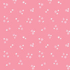 Bunny Blossoms Ditsy Flowers Pink fabric with small white and pink floral print on pink background by Dominika Godette