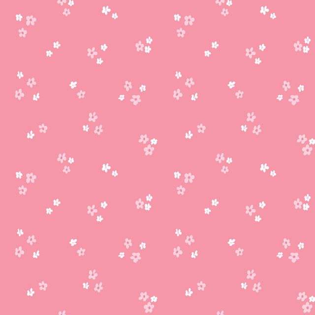 Bunny Blossoms Ditsy Flowers Pink fabric with small white and pink floral print on pink background by Dominika Godette