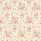 Charlotte Damask cream fabric with soft pink floral vintage-inspired design by Clothworks