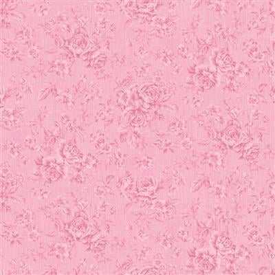Charlotte Tonal Roses dark pink fabric with soft vintage-inspired floral print by Clothworks