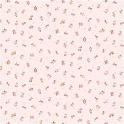 Charlotte Ditsy Floral light pink fabric with small vintage-inspired floral prints by Clothworks