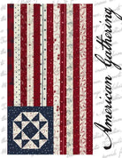 Primitive Gatherings American Gathering quilt pattern with red, white, and blue patriotic design on spiral bound book cover