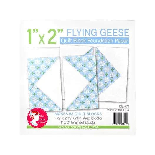 Flying Geese quilt blocks foundation paper for precise 1x2 inch quilt block piecing