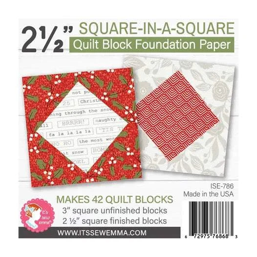 2.5 inch Square in a Square quilt block foundation paper pad for 42 blocks