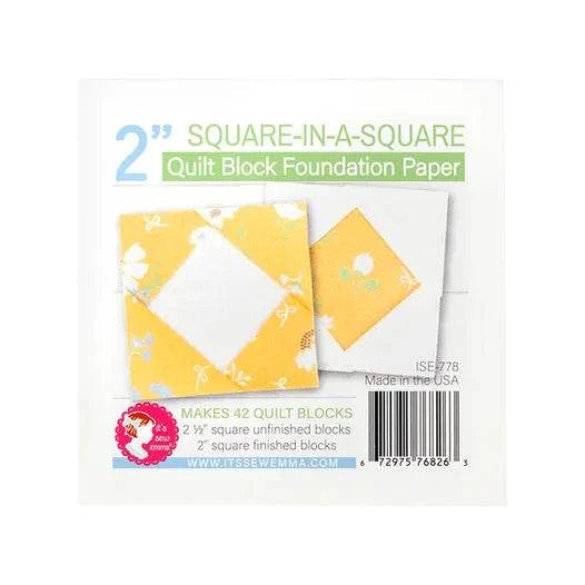Square in a Square Quilt Block Foundation Paper for precise 2-inch quilt block piecing by It's Sew Emma