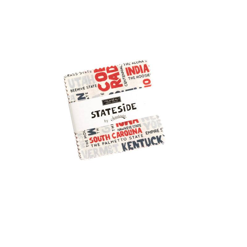 Stateside Mini Charm Pack by Sweetwater for Moda Fabrics patriotic 42 2.5 inch squares red white blue stars stripes