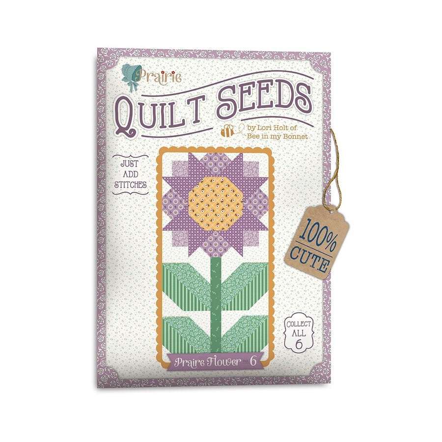 Prairie Quilt Seeds Flower No.6 quilting pattern with purple flower and green leaves design