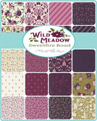Wild Meadow fabric swatches in purple and green for All My Ex's Quilt Kit by Sweetfire Road Moda