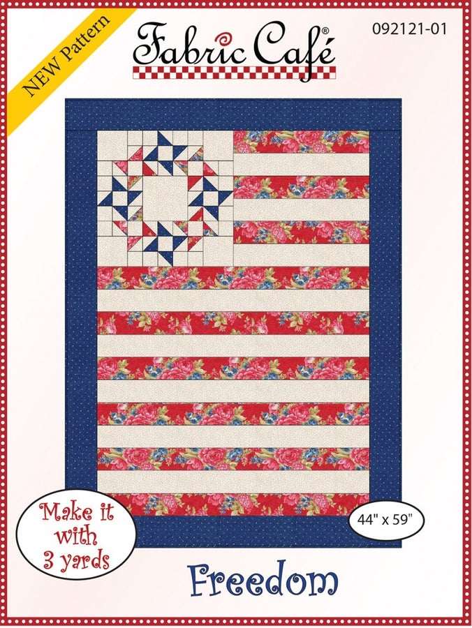 PATTERN Freedom FC092121-01 by Fabric Cafe quilt pattern with star and stripes design, 44x59 inches finishing size