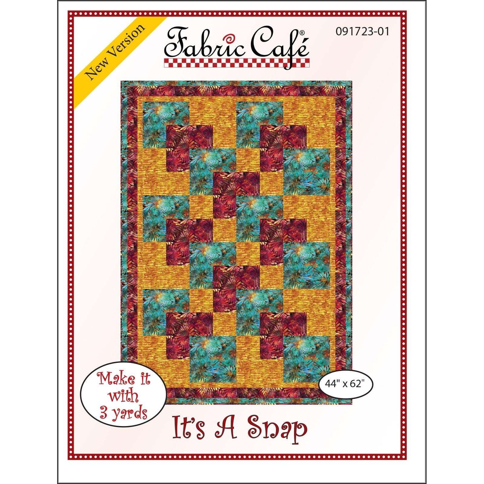 It's A Snap Pattern quilt design by Fabric Cafe with multi-colored patchwork and step-by-step instructions