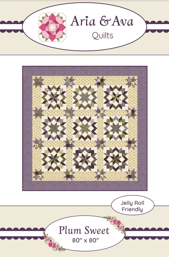 Plum Sweet quilt pattern by Aria & Ava Quilts featuring Mill Creek Garden fabric, 80x80 inches