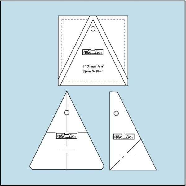 Bloc Loc 6 inch Triangle In a Square On Point quilting ruler set