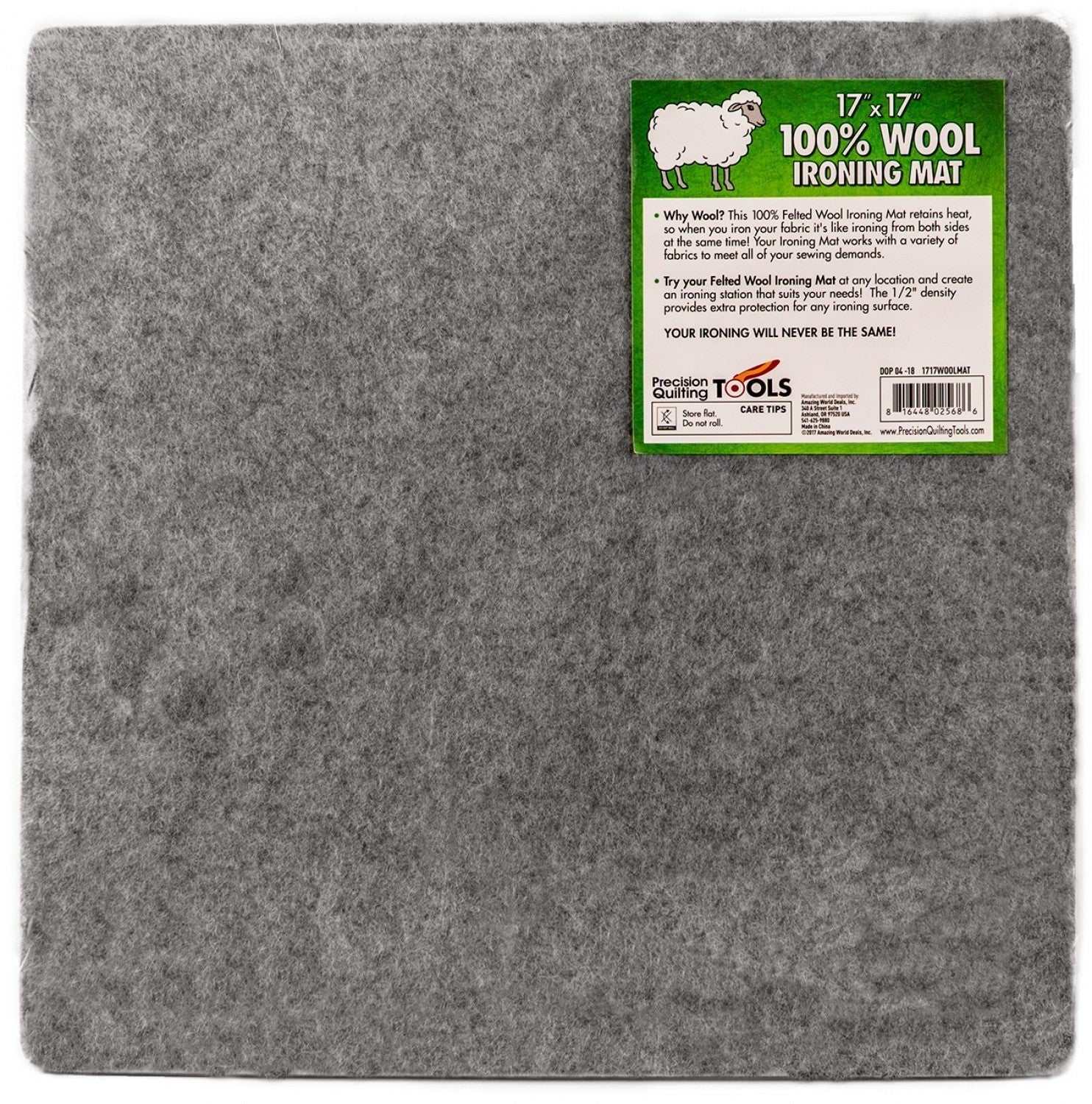 17x17 inch gray wool ironing mat for quilting and fabric pressing with heat retention