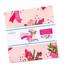 Hope in Bloom 5 inch fabric stacker with floral and breast cancer awareness designs