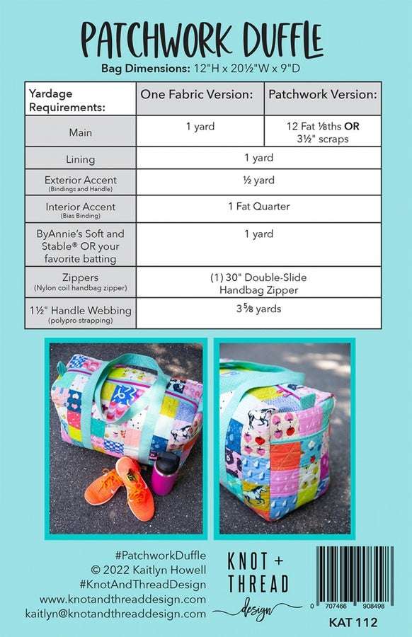 Patchwork Duffle - Spacious Knot & Thread Designs Bag for Travel ...