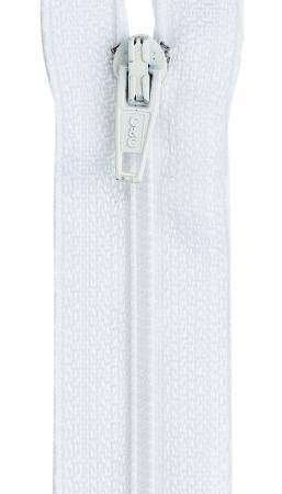 10 inch white 1-way separating zipper close-up