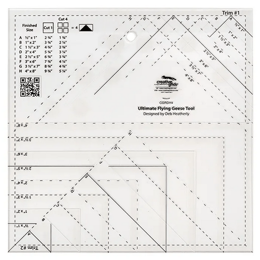 Creative Grids Ultimate Flying Geese Tool for accurate quilt block cutting with size guides and fabric gripper