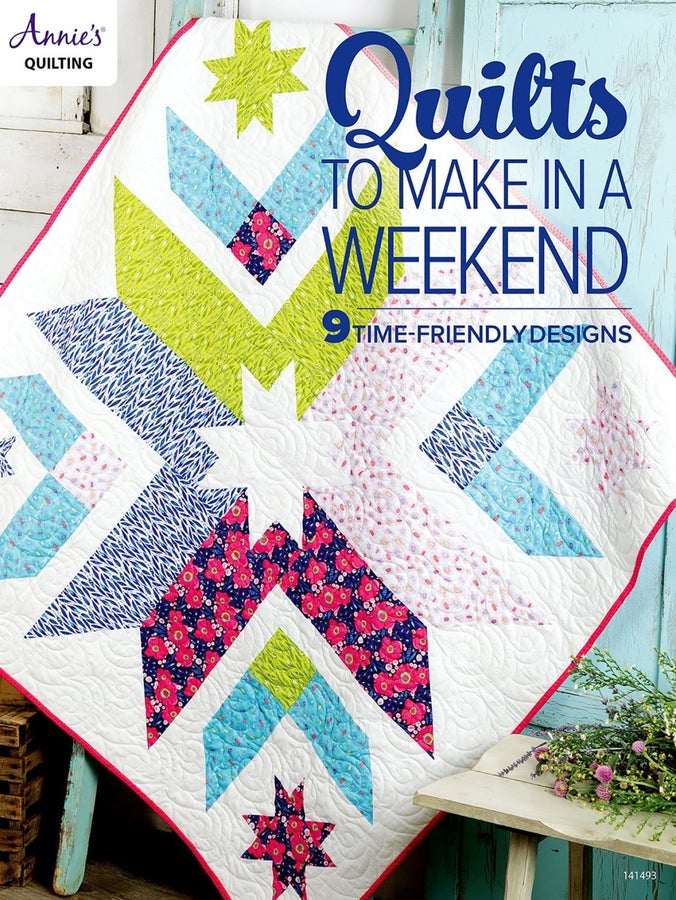 Quilts to Make in a Weekend book cover featuring colorful star-patterned quilt designs