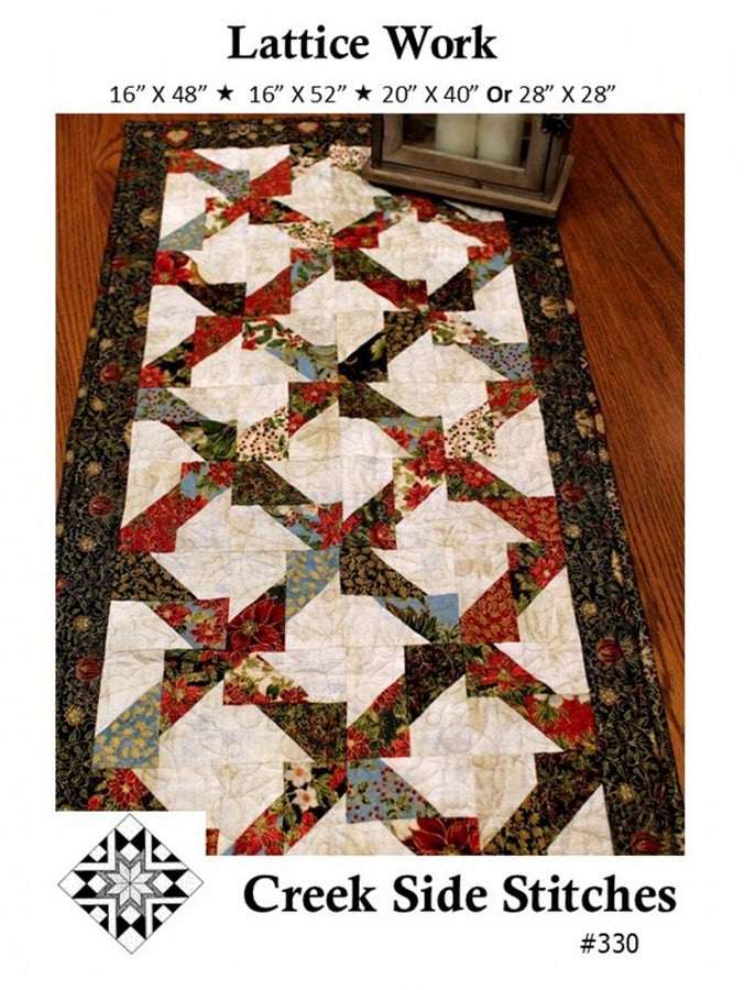 PATTERN Lattice Work table runner quilt pattern by Creek Side Stitches with assorted 5 inch squares
